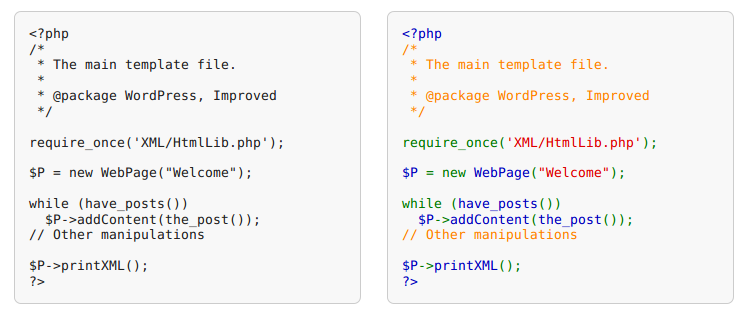Visual appeal of highlighting code